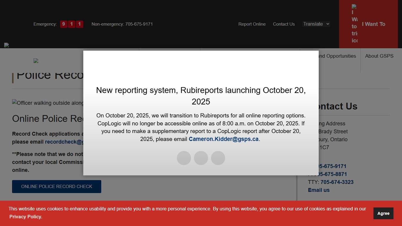 Police Record Checks - Greater Sudbury Police